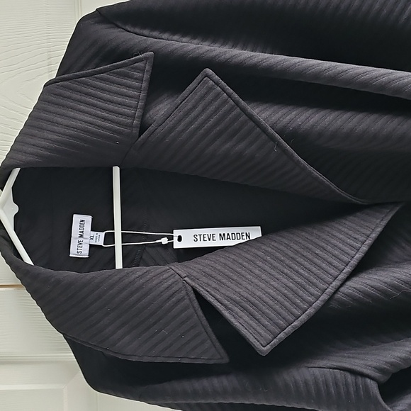 NWT Steve Madden Ottoman Knit Tie Waist Trench Coat Black XL - Picture 7 of 16